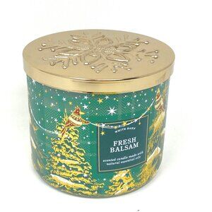 Bath & Body Works Fresh Balsam 3 Wick Candle Holiday Decor 25-45 Hours